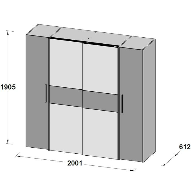 Szekrény Kalixtus 200 4D homok tölgy/fehér