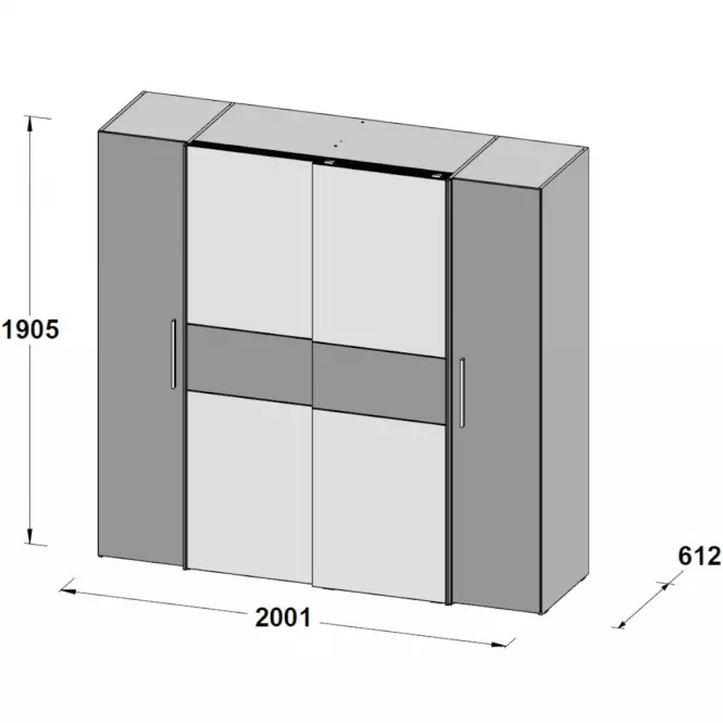 Szekrény Kalixtus 200 4D homok tölgy/fehér,3
