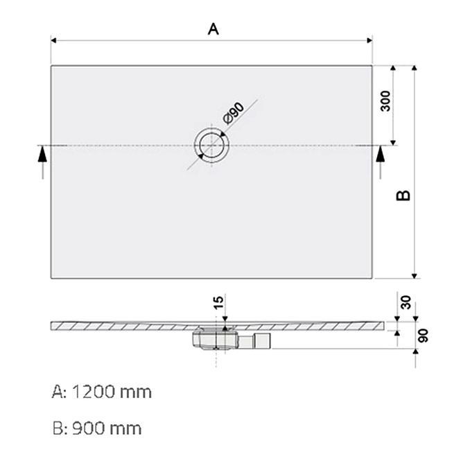 Zuhanytálca  B-M/Open 90x120x1.7
