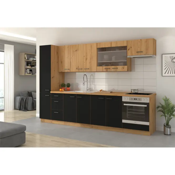 Konyhaszekrény Modena   zm 713x446 fekete/artisan tölgy,10