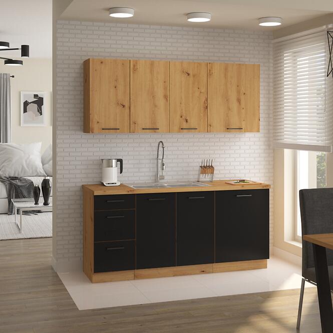 Konyhaszekrény Modena   zm 713x446 fekete/artisan tölgy,4