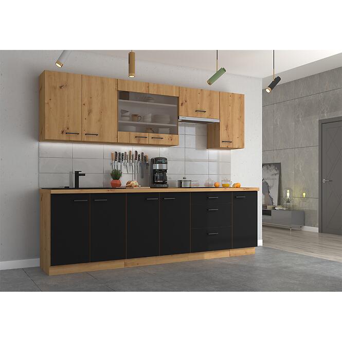 Konyhaszekrény Modena   zm 713x446 fekete/artisan tölgy,7