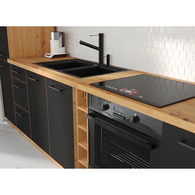 Konyhaszekrény Modena  60d 1f bb fekete/artisan tölgy