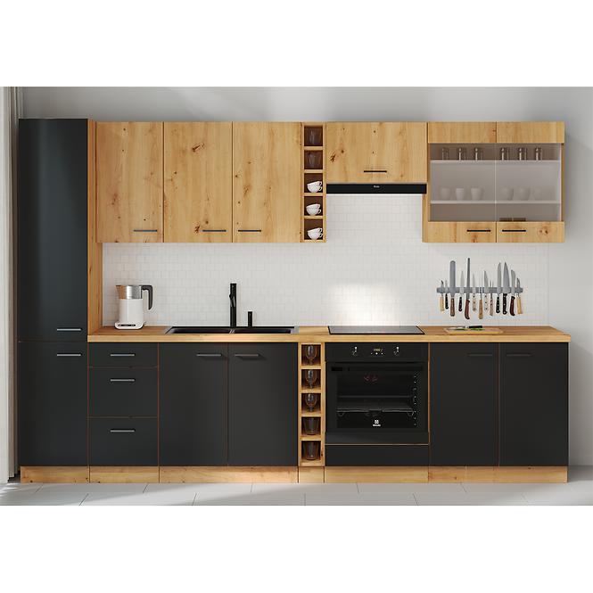 Konyhaszekrény Modena  60d 1f bb fekete/artisan tölgy