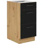 Konyhaszekrény Modena  40d 3s bb fekete/artisan tölgy