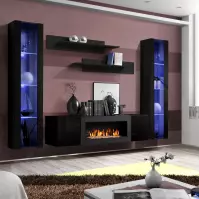 Nappali bútor + Biokandalló Fly M2 + üveg fekete+ LED
