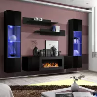Nappali bútor + Biokandalló Fly M3 + üveg fekete+ LED