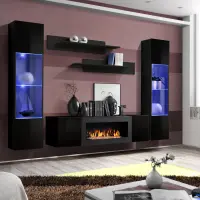 Nappali bútor + Biokandalló Fly M3 + üveg fekete+ LED