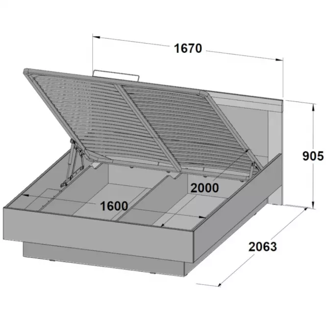 Ágy Julietta 167 JLTL167-C289 konténer betonnal/fehér fényű