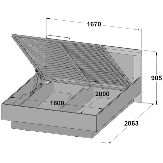 Ágy Julietta 167 JLTL167-C289 konténer betonnal/fehér fényű