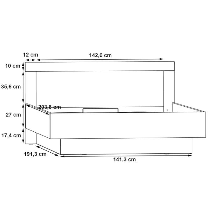 Ágy Julietta 167 JLTL167-C289 konténer betonnal/fehér fényű