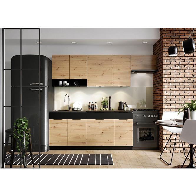 Konyhaszekrény Elena W80PD Artisan/fekete borsó,3