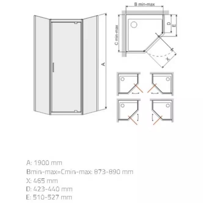 Zuhanykabin PKDJ/TX5 90 W0 SB Glass Protect,2