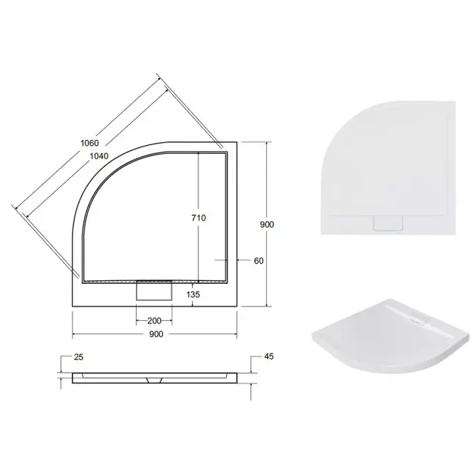 Zuhanytálca Ultraslim Axim 90x90x4.5+szifón