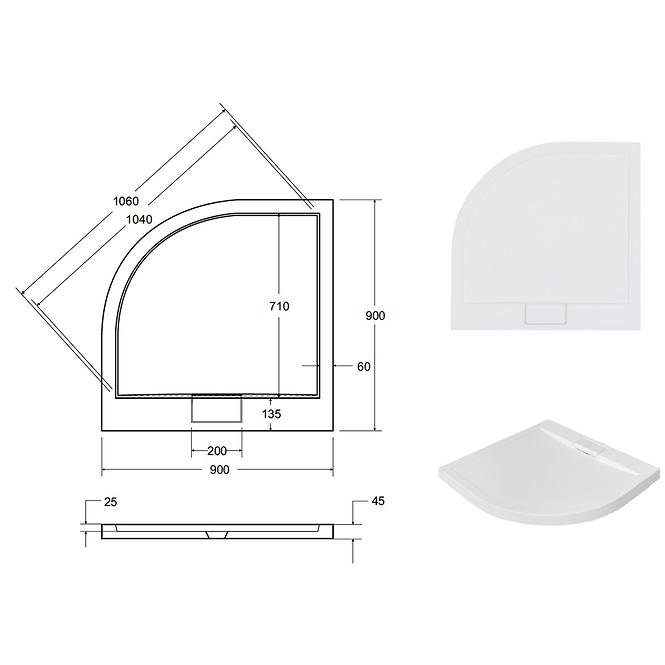 Zuhanytálca Ultraslim Axim 90x90x4.5+szifón