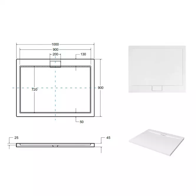 Zuhanytálca Ultraslim Axim 90x100x4.5+szifón