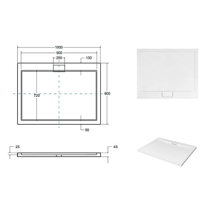 Zuhanytálca Ultraslim Axim 90x100x4.5+szifón