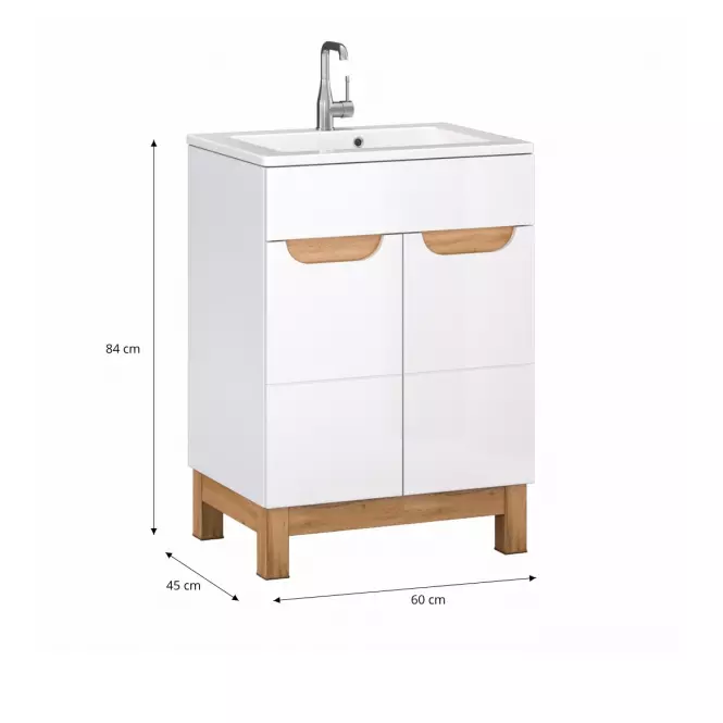 Fürdőszobaszekrény  mosdókagyló alá Bafi 2D 60 cm,2