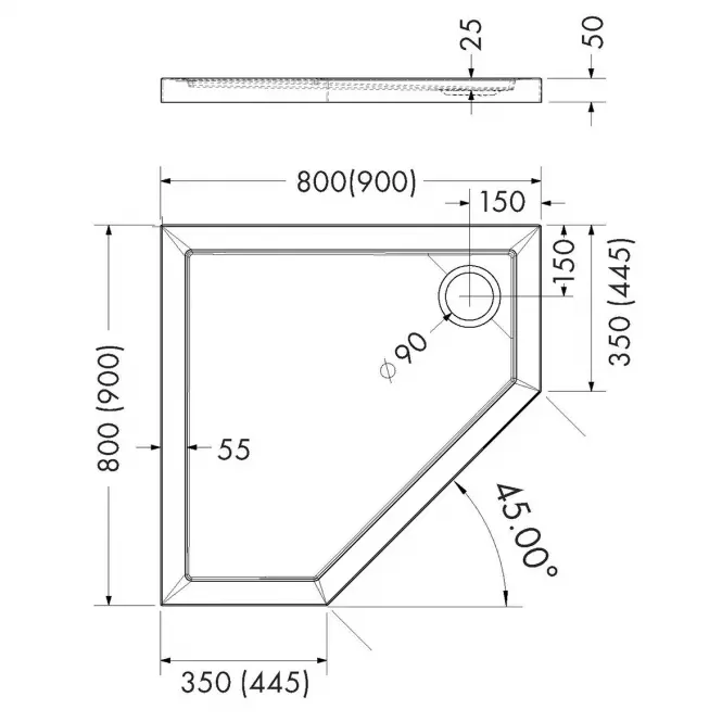 Zuhanytálca Espera Aqm2398cst 90x90x5 fekete