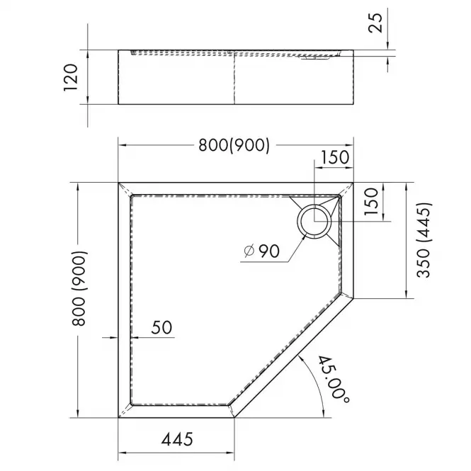 Zuhanytálca Espera Plus Aqm2698cst 90x90x12 fekete,2