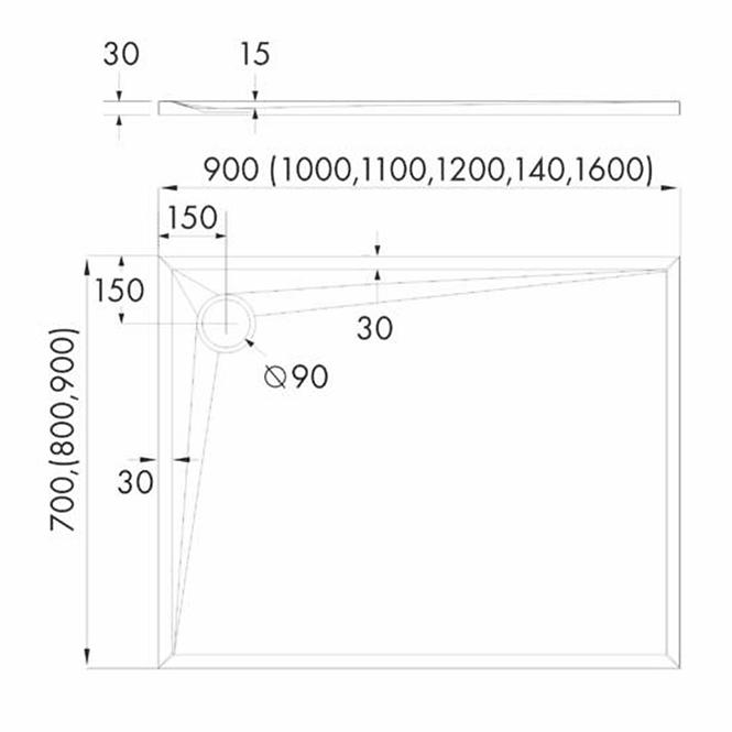 Zuhanytálca AQM12465CST 80X100X3 fekete
