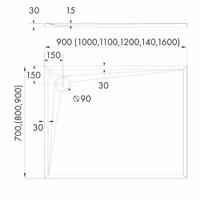 Zuhanytálca AQM12466CST 80X120X3 fekete,2