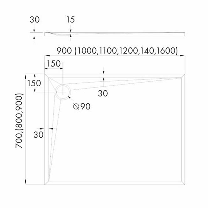 Zuhanytálca AQM12469CST 90X100X3 fekete,2