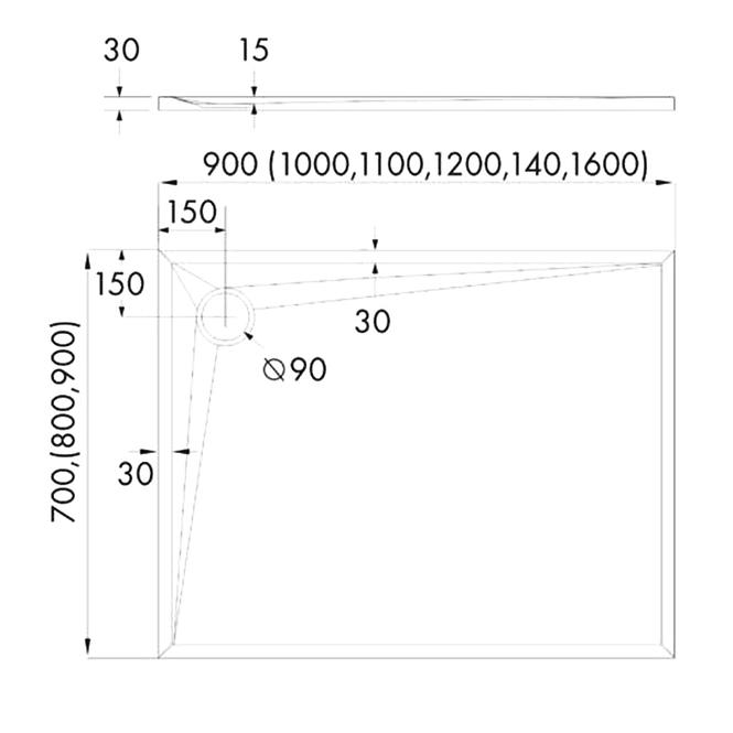 Zuhanytálca AQM12470CST 90X120X3 fekete,2