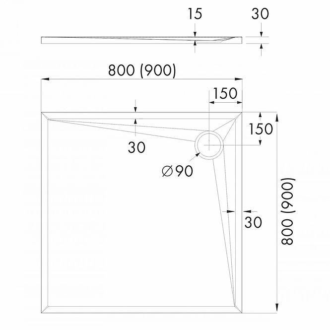 Zuhanytálca AQM12460CST 80X80X3 fekete,2