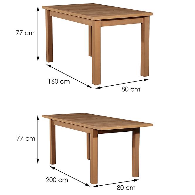 Asztal ST28 160X80+40 tölgy wotan