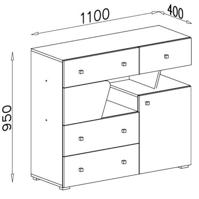 Komód Delta 110 dl11 tölgy/antracit