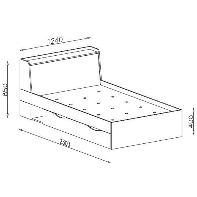 Delta ágy 124 dl15 tölgy/antracit,2
