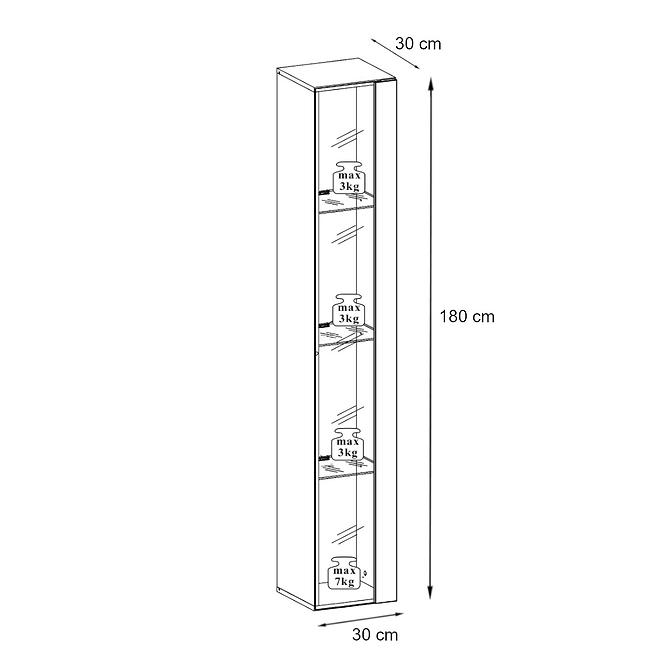 Fali szekrény Switch Üveg WW1 fehér  + LED,3
