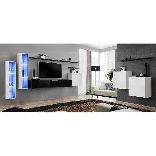 Nappali bútor Switch üveg+LED XI fehér/Fekete