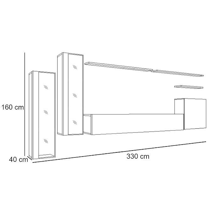 Nappali bútor Switch üveg+LED XI fehér/Grafit
