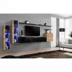 Nappali bútor Switch üveg+LED XI Wotan/Fekete