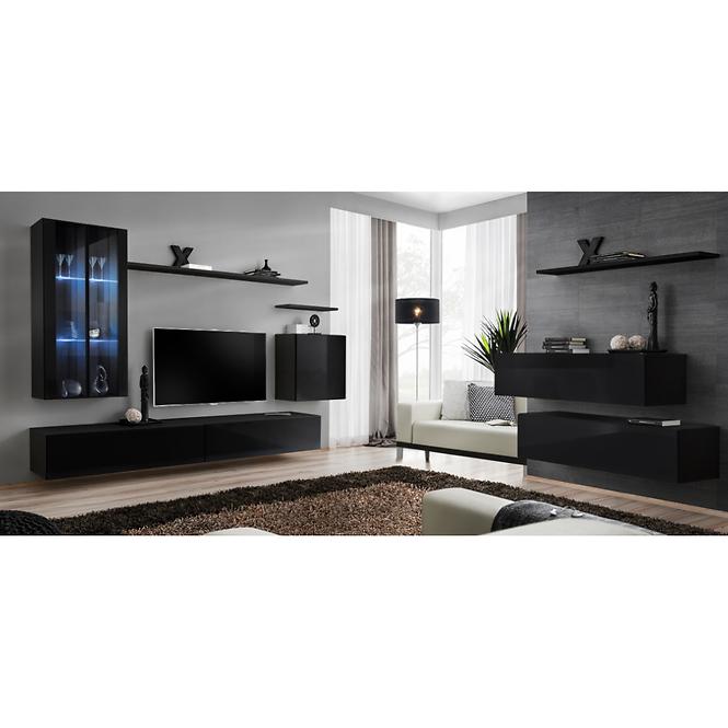 Nappali bútor Switch üveg+LED XII Fekete