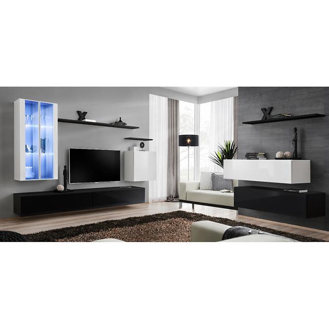 Nappali bútor Switch üveg+LED XII fehér/Fekete