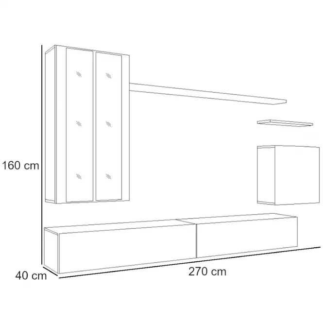 Nappali bútor Switch üveg+LED XII Fekete/Grafit,2