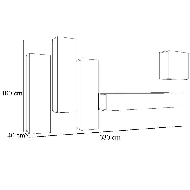 Nappali bútor Switch üveg+LED XIII Grafit/fehér,2