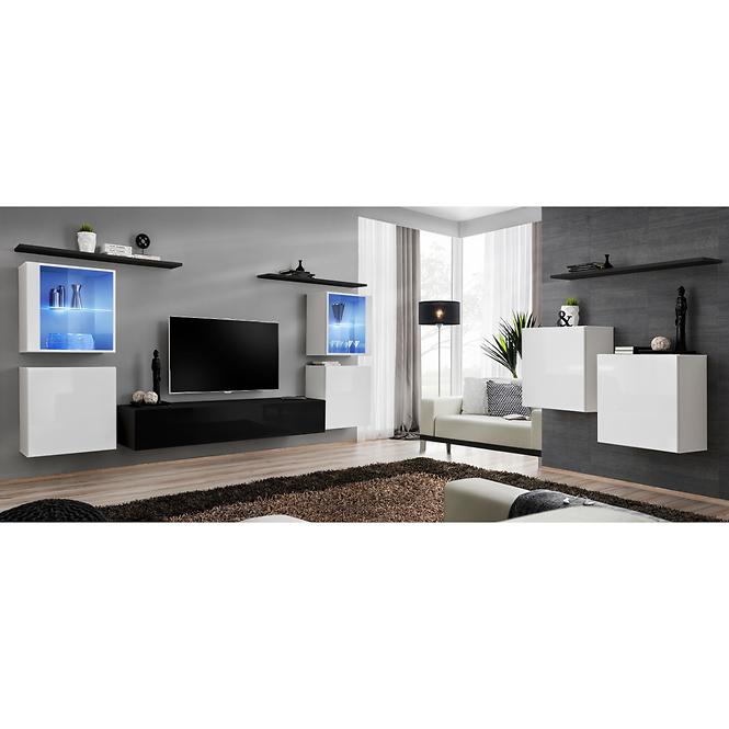 Nappali bútor Switch üveg+LED XIV fehér/Fekete