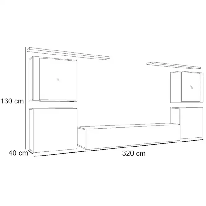 Nappali bútor Switch üveg+LED XIV fehér/Fekete,2