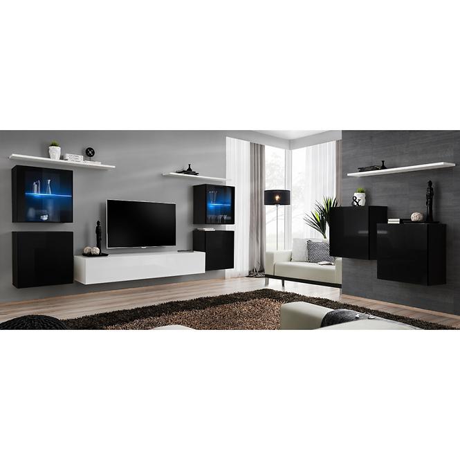 Nappali bútor Switch üveg+LED XIV Fekete/fehér