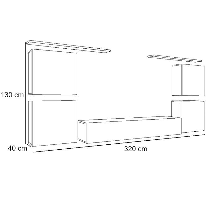 Nappali bútor Switch üveg+LED XIV Grafit/fehér