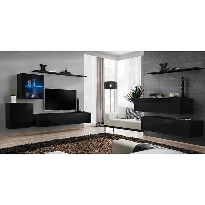 Nappali bútor Switch üveg+LED XV Fekete
