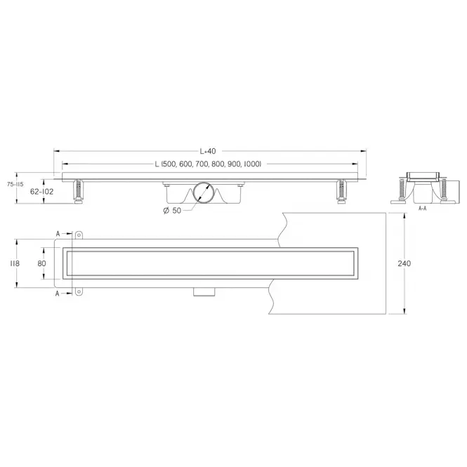 Lineáris vízelvezető hullám Inox 500