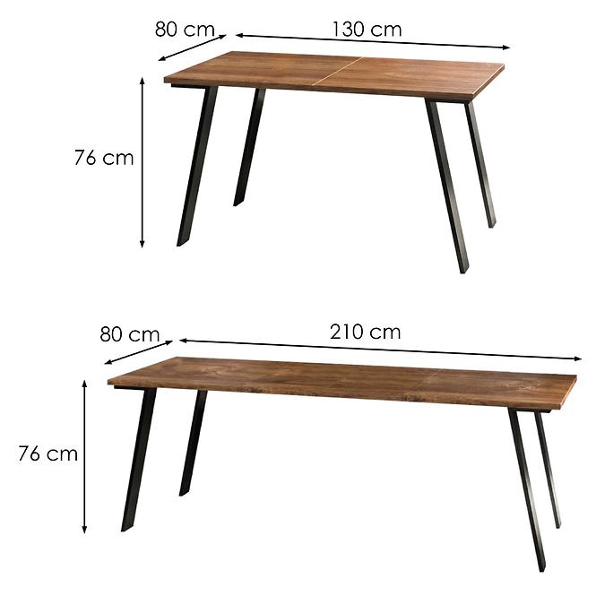 Kinyitható asztalok  Liwia 130/210x80 cm Tölgy Striling