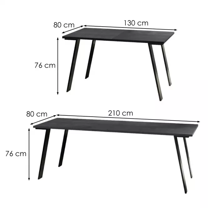 Kinyitható asztalok  Liwia 130/210x80 cm Sötét Konkrét