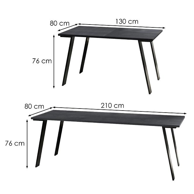 Kinyitható asztalok  Liwia 130/210x80 cm Sötét Konkrét