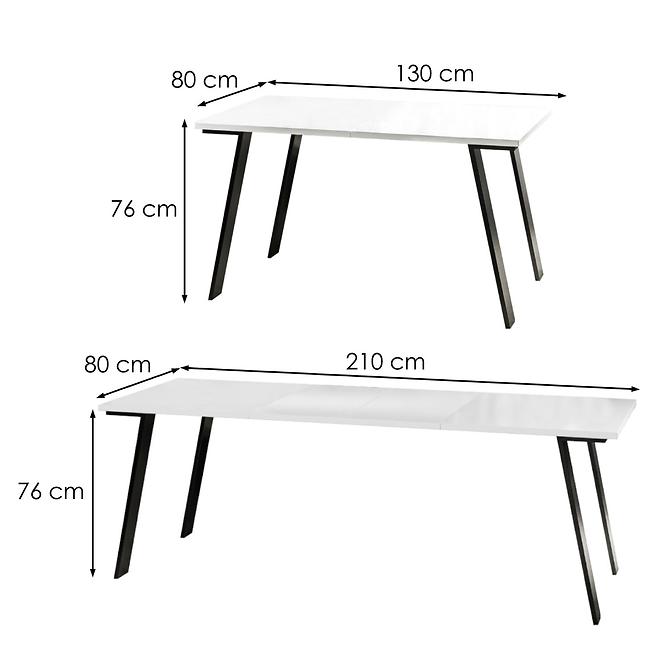 Kinyitható asztalok  Liwia 130/210x80 cm Fehér Fényű